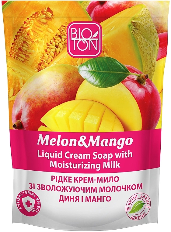 Kremowe mydło w płynie Melon i Mango - Bioton Cosmetics Active Fruits "Melon & Mango" Soap — Zdjęcie N1