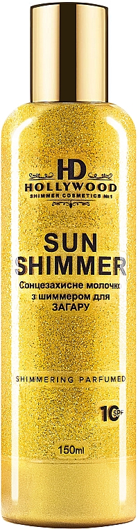 Mleczko do opalania z drobinkami - HD Hollywood Sun Shimmer Body Milk SPF 10 — Zdjęcie N1