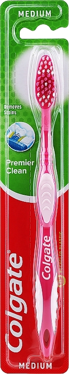 Szczoteczka do zębów Premier, średnio twarda №2, różowa 2 - Colgate Premier Medium Toothbrush — Zdjęcie N1