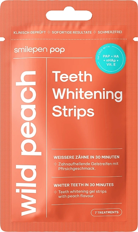 Wybielające paski do zębów Brzoskwinia - SwissWhite Smilepen Pop Wild Peach Teeth Whitening Strips — Zdjęcie N1