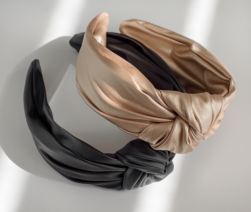 Opaska do włosów, czarna Top Knot - MAKEUP Hair Hoop Band Leather Black — Zdjęcie N5