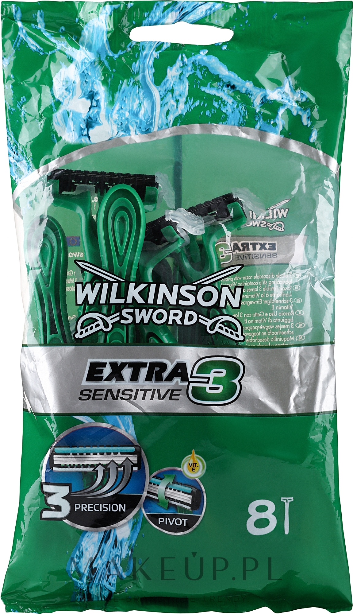 Jednorazowe maszynki do golenia, 8 szt. - Wilkinson Sword Xtreme3 Sensitive — Zdjęcie 8 szt.