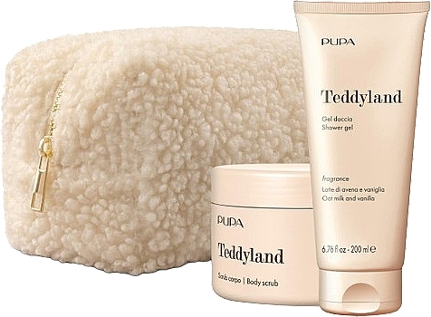 Zestaw - Pupa Teddyland Oat Milk And Vanila (b/scrub/150ml + sh/gel/200ml + bag) — Zdjęcie N1