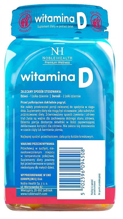 Suplement diety w postaci żelek Witamina D - Noble Health Vitamin D — Zdjęcie N2