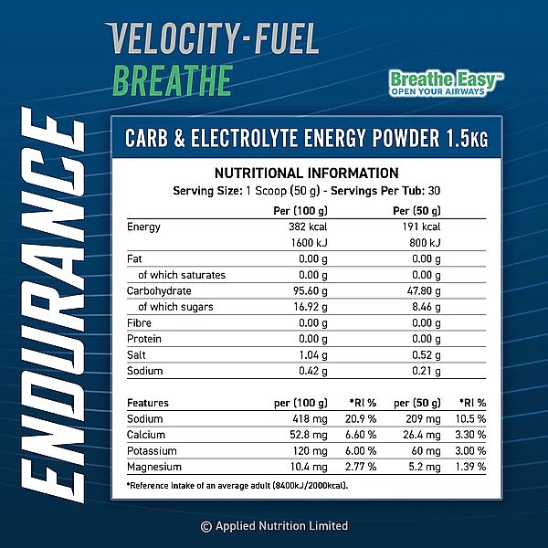 Proszek energetyczny Czarna porzeczka - Applied Nutrition Endurance Velocity-Fuel Breath Blackcurrant — Zdjęcie N2