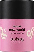 Jedwabny czepek do włosów kręconych, pudrowy róż - Twisty — Zdjęcie N2