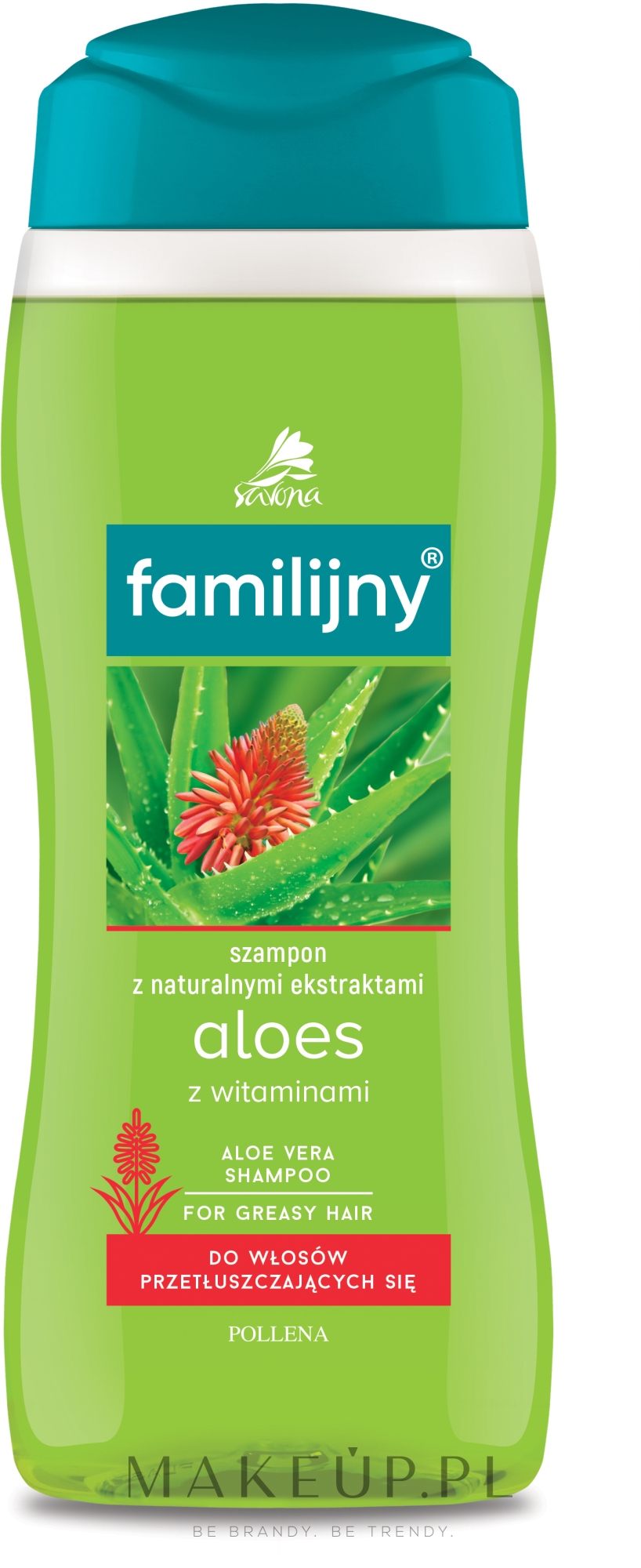 Familijny szampon aloesowy z witaminami do włosów przetłuszczających się - Pollena Savona — Zdjęcie 300 ml