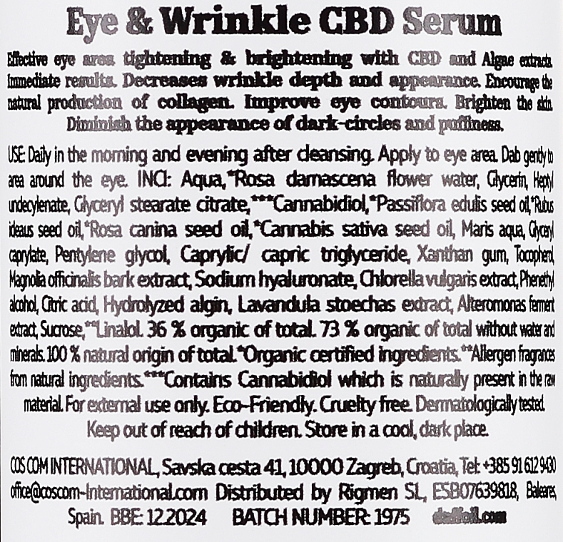 Serum do skóry wokół oczu - Spacecat CBD EYE & WRINKLE Serum — Zdjęcie N2