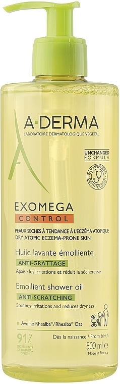 Oczyszczający olejek-emolient do kąpieli do skóry ze skłonnością do świądu - A-Derma Exomega Control Emollient Anti-Scratching Shower Oil