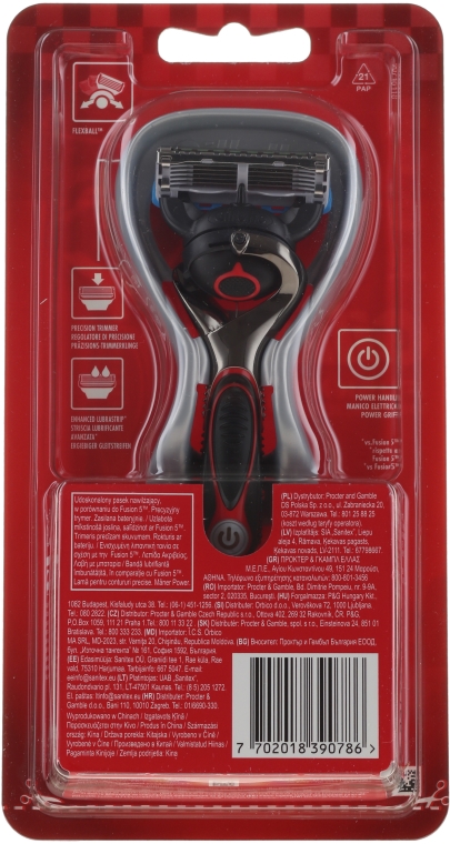 Maszynka do golenia z 1 wymienną końcówką, czerwona - Gillette Fusion5 ProGlide Power — Zdjęcie N2