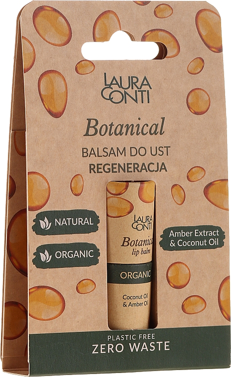 Balsam do ust Olej kokosowy i olej bursztynowy - Laura Conti Botanical Lip Balm — Zdjęcie N1
