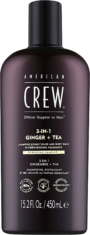 Żel do pielęgnacji włosów i ciała 3 w 1 - American Crew Official Supplier To Men 3 In 1 Ginger + Tea Shampoo Conditioner And Body Wash  — Zdjęcie N2