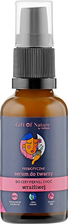 Prebiotyczne serum do twarzy do cery wrażliwej - Vis Plantis Gift of Nature Prebiotic Face Serum For Sensitive Skin