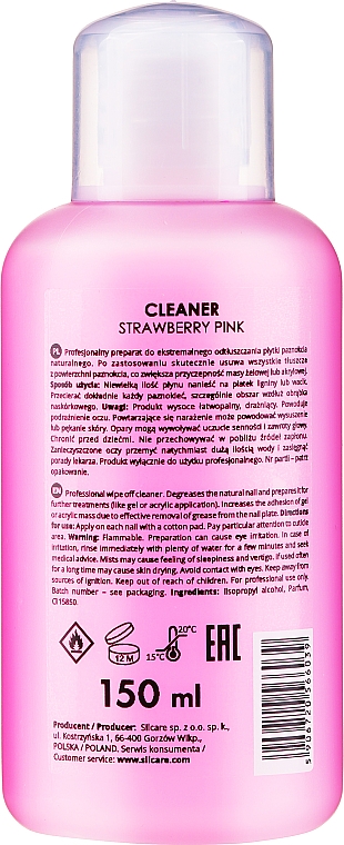Odtłuszczacz do paznokci Truskawka - Silcare Cleaner The Garden Of Colour Strawberry Pink — Zdjęcie N2