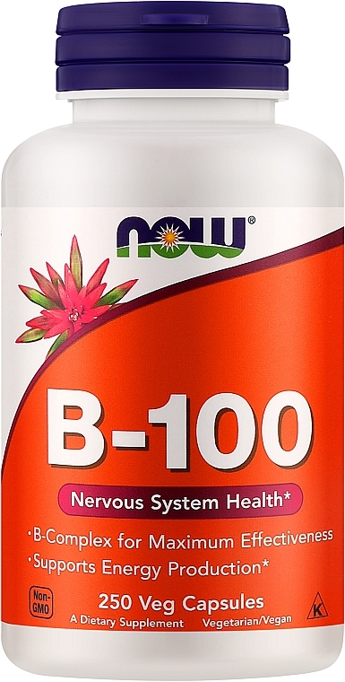 Kompleks witamin z grupy B - Now Foods Vitamin B-100 Veg Capsules — Zdjęcie N1