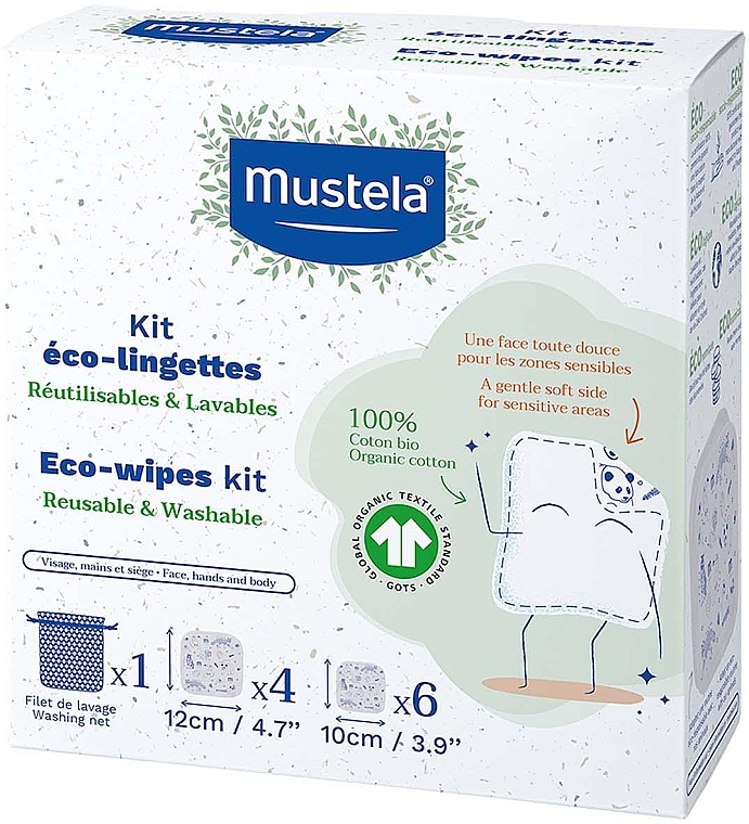 Chusteczki ekologiczne wykonane w 100% z bawełny organicznej - Mustela Eco-Wipers Kit — Zdjęcie N1