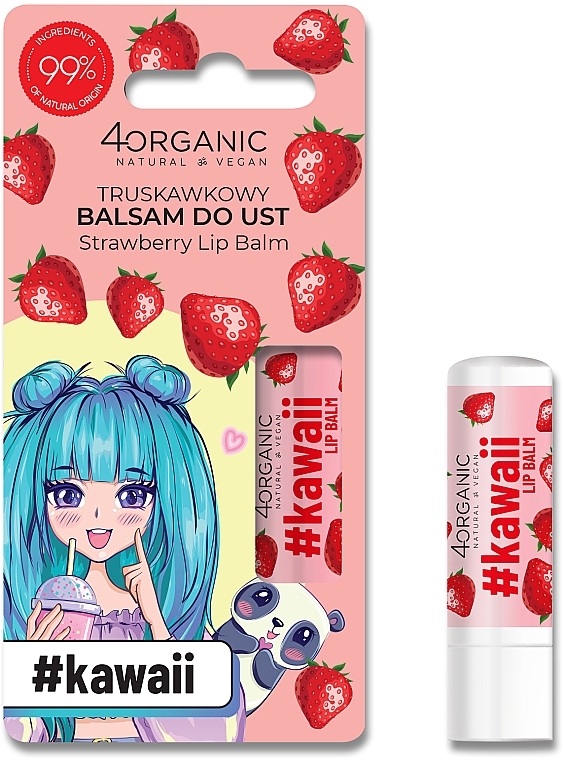 Balsam do ust Truskawka - 4Organic #Kawaii Strawberry Lip Balm — Zdjęcie N1