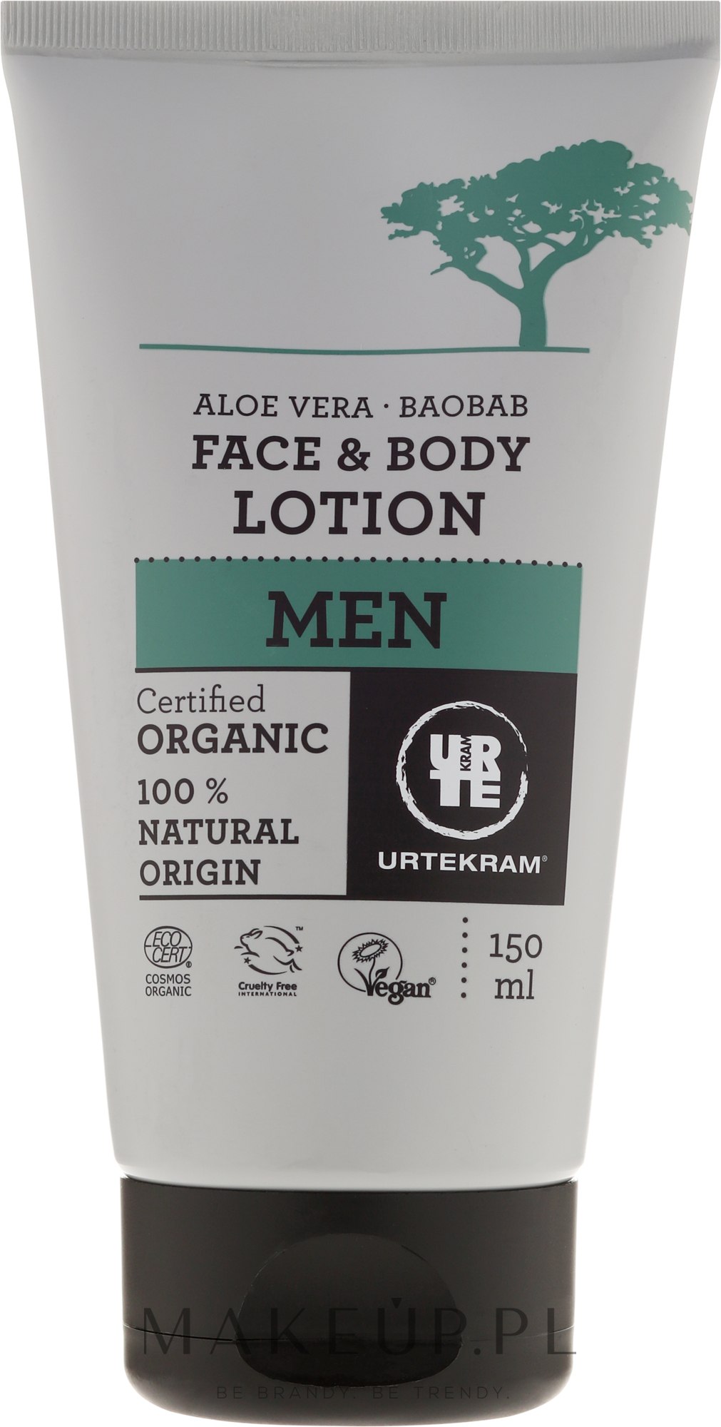 Organiczny balsam do twarzy i ciała dla mężczyzn Aloes i baobab - Urtekram Men Aloe Vera Baobab Face & Body Lotion — Zdjęcie 150 ml