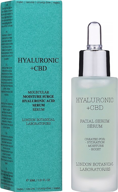 Serum w sprayu do twarzy z olejkiem różanym - London Botanical Laboratories Hyaluronic Acid+CBD Moisture Surge Serum — Zdjęcie N2