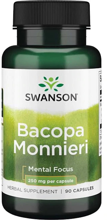 Suplement ziołowy Bacopa monnieri - Swanson Bacopa Monnieri Herbal Supplement 250 Mg — Zdjęcie N1