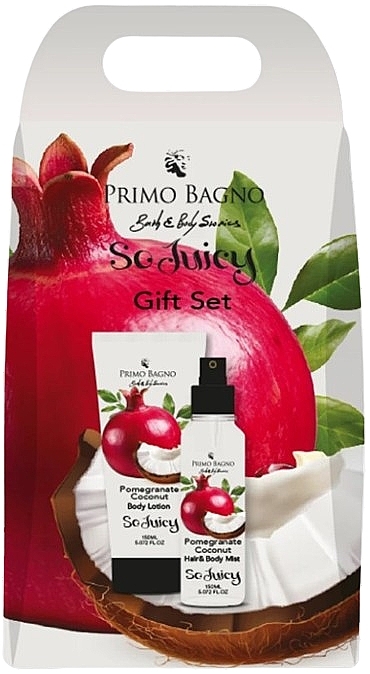 Zestaw Granat i kokos - Primo Bagno Pomegranate Coconut Gift Set (b/lot/150ml + h/b/mist/150ml) — Zdjęcie N1