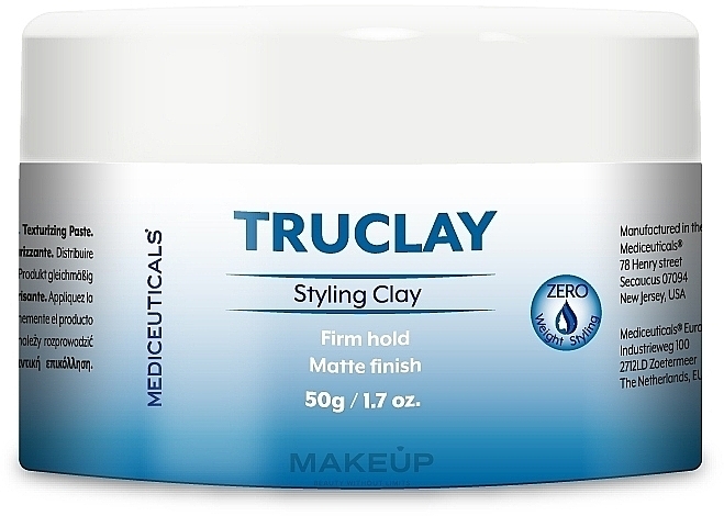 Matująca glinka do stylizacji włosów o średnim utrwaleniu - Mediceuticals Truclay Styling Clay  — Zdjęcie N1