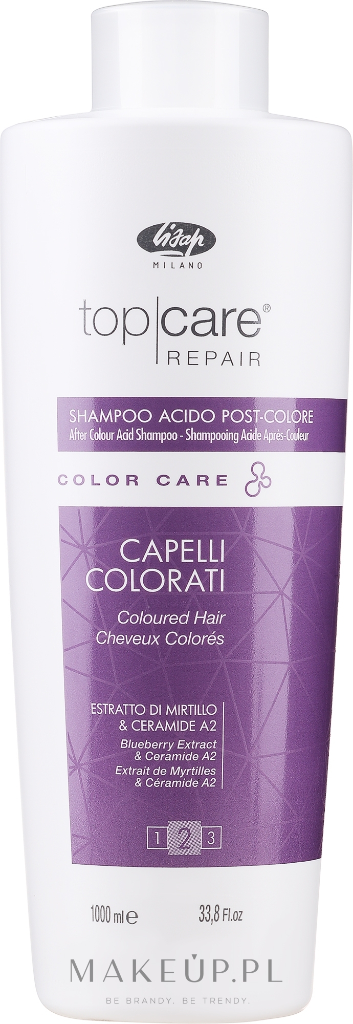 Zakwaszający szampon po farbowaniu włosów - Lisap Top Care Repair Color Care After Color Acid Shampoo — Zdjęcie 1000 ml