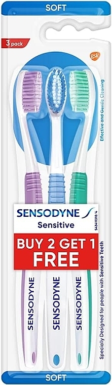 Zestaw szczoteczek do zębów wrażliwych, 3 szt. - Sensodyne Sensitive Toothbrush 2+1 Pack — Zdjęcie N1