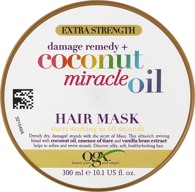 Maska z olejkiem kokosowym do włosów zniszczonych - OGX Coconut Miracle Oil Hair Mask — Zdjęcie N3