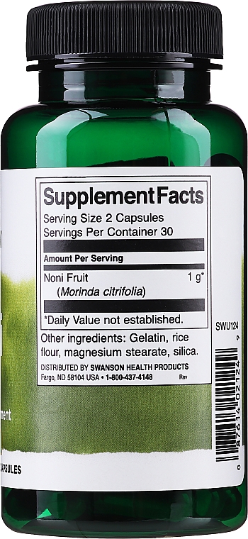 Ziołowy suplement diety Noni - Swanson Noni 500 mg — Zdjęcie N3