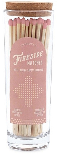 Bezpieczne zapałki do świec w szklanym słoju, różowa końcówka - Paddywax Fireside Blush Pink Safety Matches — Zdjęcie N1