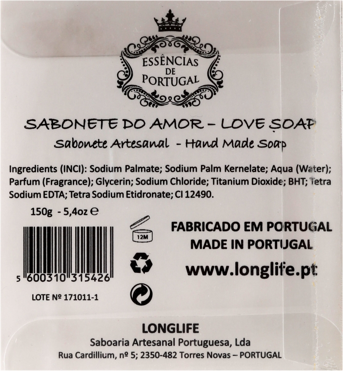 Naturalne mydło w kształcie serca - Essências de Portugal Love Soap Transparent Box (w pudełku) — Zdjęcie N2