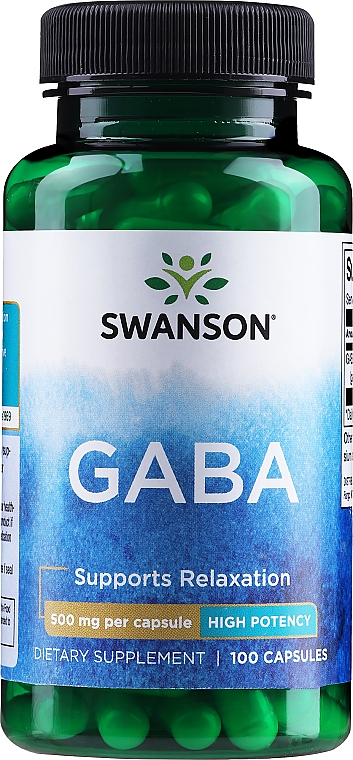 Kwas gamma-aminomasłowy w kapsułkach, 500 mg - Swanson Gamma Aminobutyric Acid — Zdjęcie N1