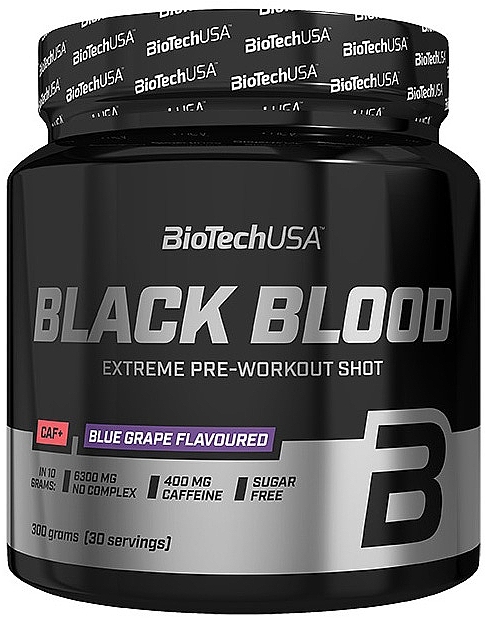 Kompleks przedtreningowy Niebieskie winogrona - BioTechUSA Black Blood CAF+ Blue Grape Extreme Pre-Workout Shot — Zdjęcie N1