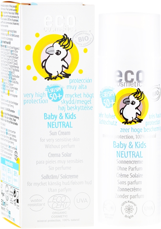 Neutralny przeciwsłoneczny krem dla dzieci SPF 50+ - Eco Cosmetics Baby & Kids Sun Protection Cream — Zdjęcie N1