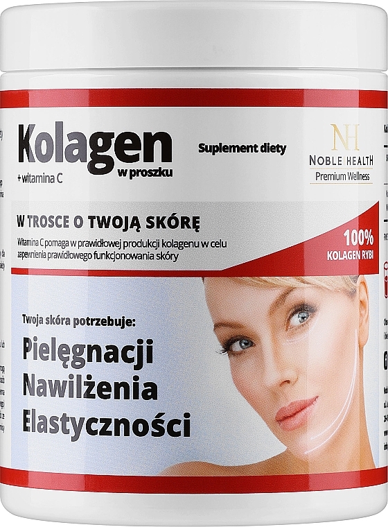 WYPRZEDAŻ Kolagen w proszku + witamina C - Noble Health Kolagen Vitamin C * — Zdjęcie N1