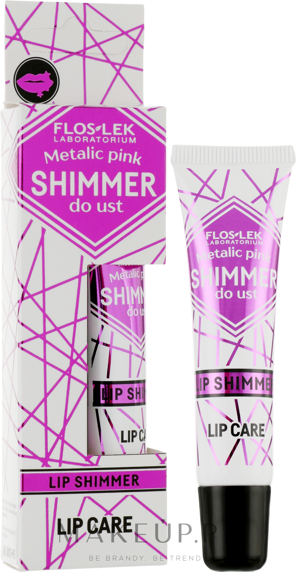 Metaliczny nabłyszczający balsam do ust - Floslek Lip Care Shimmer Metalic Pink — Zdjęcie 10 g