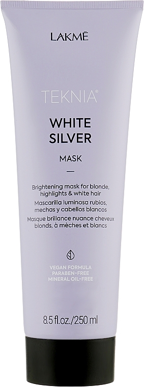 Rozjaśniająca maska do włosów blond, siwych i z pasemkami - Lakmé Teknia White Silver Mask