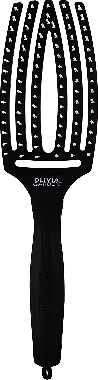 Szczotka do włosów - Olivia Garden Finger Brush Medium Black — Zdjęcie N1