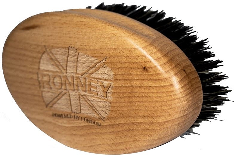 Drewniana szczotka do brody z naturalnym włosiem, jasna - Ronney Professional Barber Big Brush
