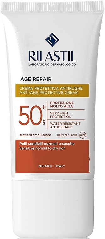 Przeciwzmarszczkowy krem przeciwsłoneczny do twarzy SPF 50 - Rilastil Sun System Age Repair SPF50+ Crema Solare Viso — Zdjęcie N1