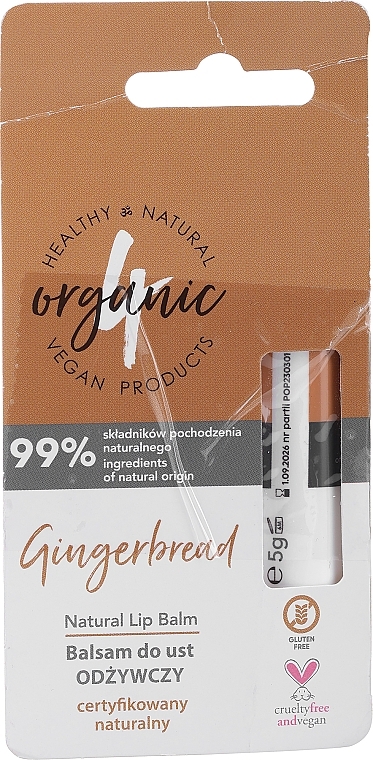 PRZECENA! Balsam do ust Piernik - 4organic Ginger Bread Lip Balm * — Zdjęcie N1