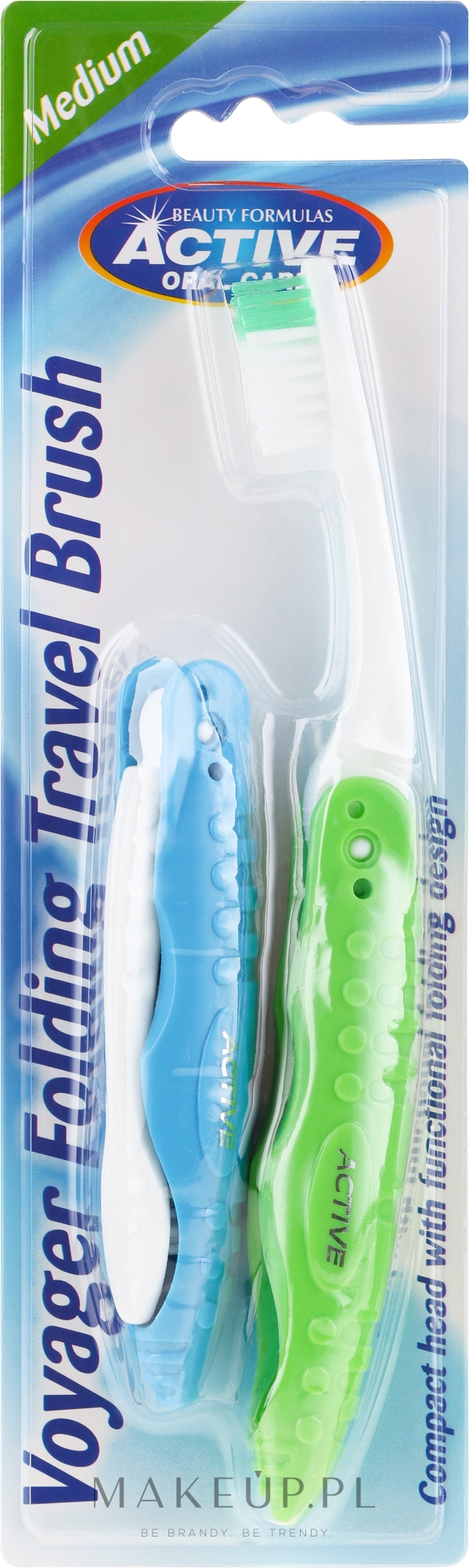Podróżna szczoteczka do zębów, zielona - Beauty Formulas Voyager Active Folding Dustproof Travel Toothbrush Medium — Zdjęcie 2 szt.