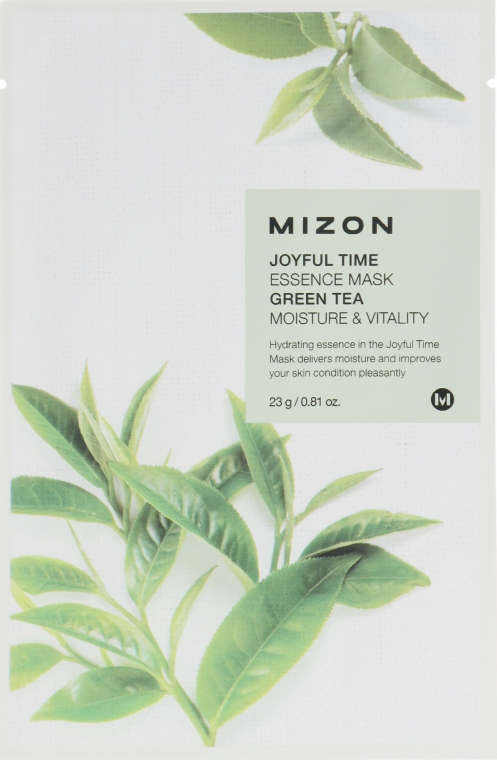 Nawilżająca maska na tkaninie z zieloną herbatą - Mizon Joyful Time Green Tea Essence Mask