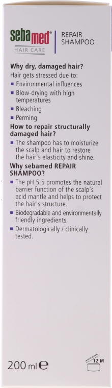 Szampon do włosów suchych, osłabionych i zniszczonych - Sebamed Classic Repair Shampoo — Zdjęcie N2