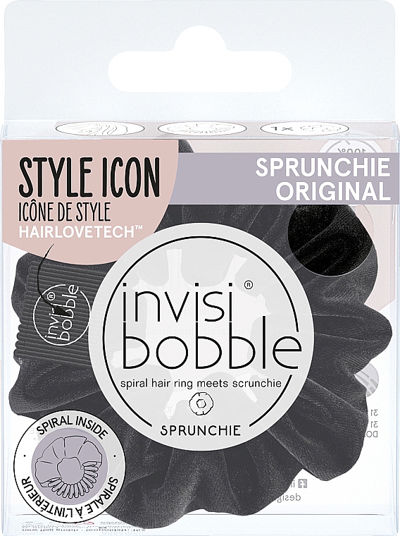 Gumka do włosów scrunchie, czarna - Invisibobble Sprunchie Original True Black — Zdjęcie N1