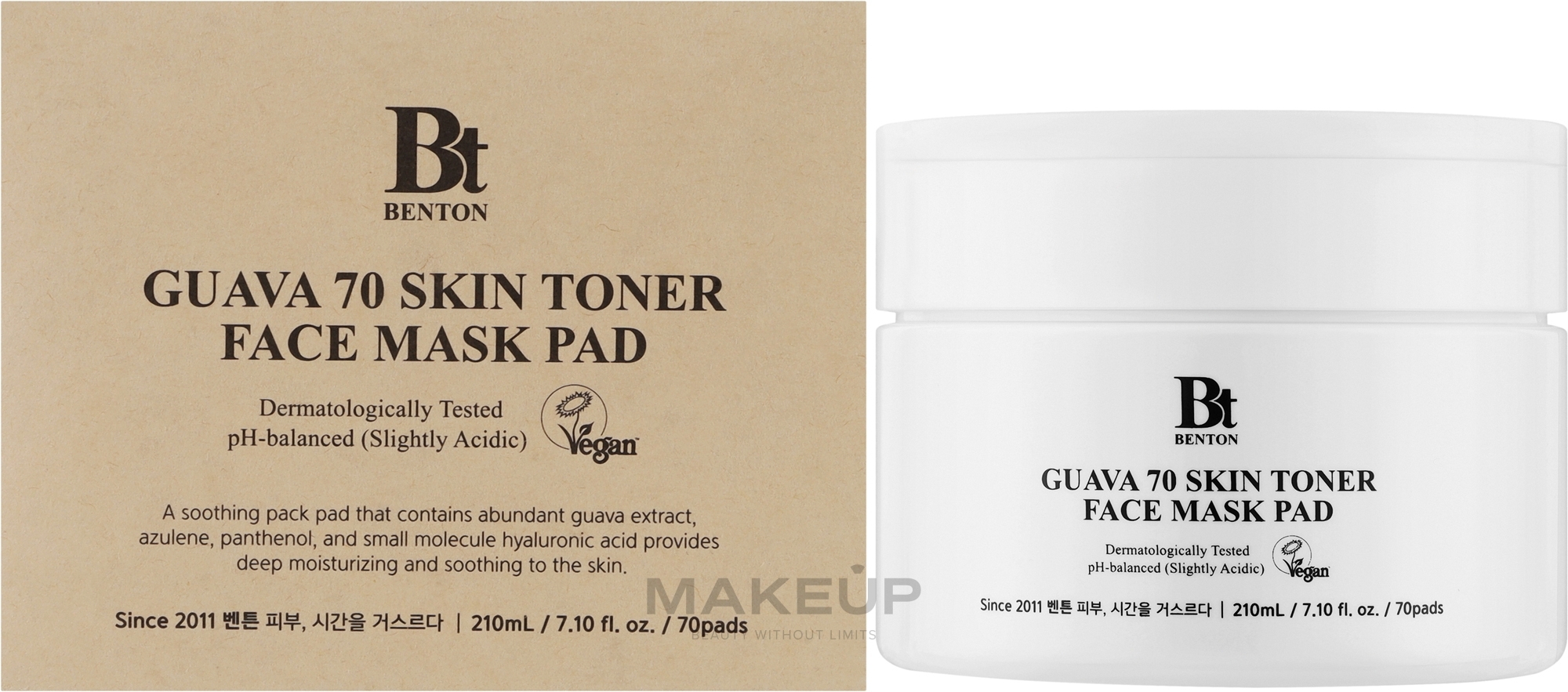 Łagodzący tonik do twarzy w płatkach - Benton Guava 70 Skin Toner Face Mask Pad — Zdjęcie 70 szt.