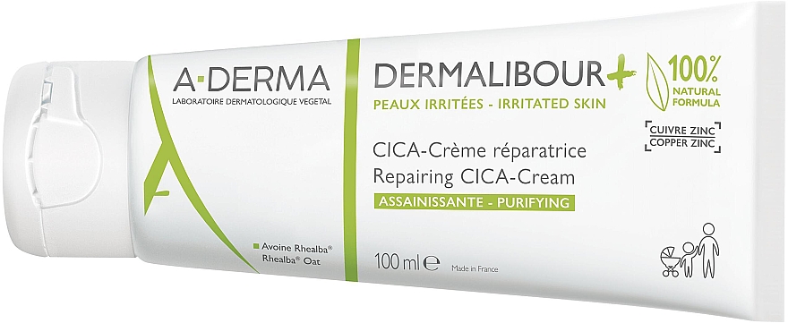 Regenerujący krem do twarzy, ciała i błon śluzowych dla niemowląt, dzieci i dorosłych - A-Derma Dermalibour + Repairing CICA-Cream