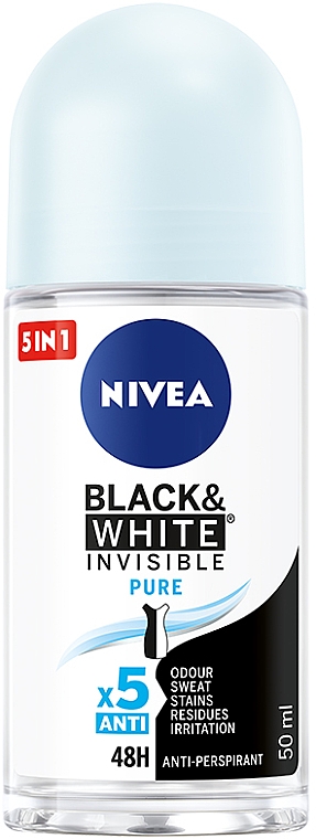 Antyperspirant w kulce - NIVEA Black & White Invisible Female Deodorant Pure Roll-On — Zdjęcie N1