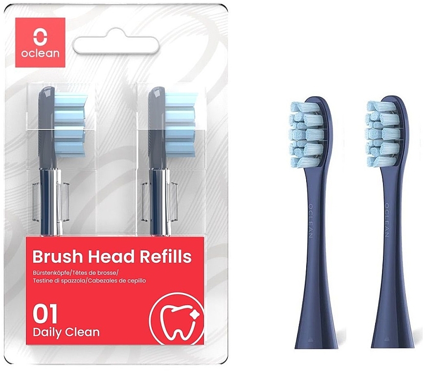 Miękkie nakładki na szczoteczkę elektryczną Standard Clean, 2 szt., niebieskie - Oclean Brush Heads Refills — Zdjęcie N1